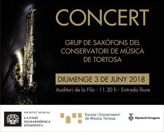 Societat Musical La Uni Filharmnica dAmposta > Notcies > Concert del Grup de Saxfons del Conservatori de Msica de Tortosa