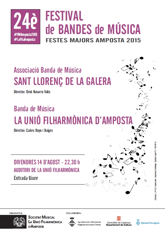 Societat Musical La Uni Filharmnica dAmposta > Arxiu de notcies > 24 Festival de Bandes. Festes Majors Amposta 2015