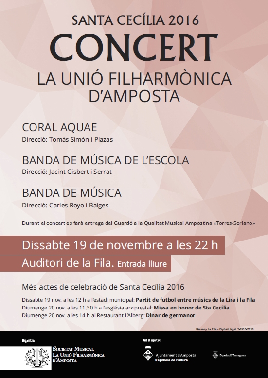 Societat Musical La Uni Filharmnica dAmposta > Arxiu de notcies > CONCERT SANTA CECLIA 2016