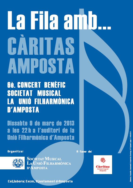 Societat Musical La Uni Filharmnica dAmposta > Arxiu de notcies > CONCERT LA FILA AMB... CRITAS AMPOSTA