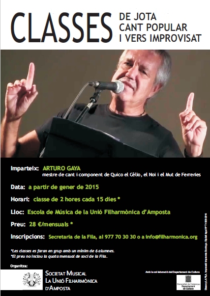 Societat Musical La Uni Filharmnica dAmposta > Arxiu de notcies > Classes de jota, cant popular i vers improvisat