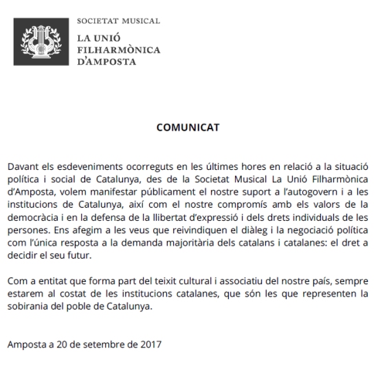 Societat Musical La Uni Filharmnica dAmposta > Arxiu de notcies > COMUNICAT