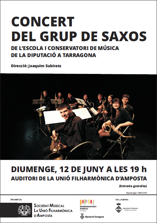 Societat Musical La Uni Filharmnica dAmposta > Arxiu de notcies > Concert del Grup de Saxos de lEscola i Conservatori de Msica de Tarragona