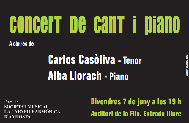 Societat Musical La Uni Filharmnica dAmposta > Arxiu de notcies > CONCERT DE CANT I PIANO