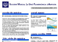 Societat Musical La Unió Filharmònica d´Amposta > Full informatiu > FULL INFORMATIU NOVEMBRE 2008