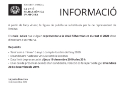 Vols ser el representant de la Fila durant lany 2020?