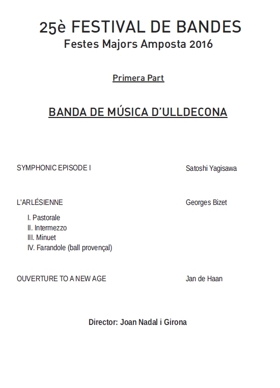 Societat Musical La Uni Filharmnica dAmposta > Arxiu de notcies > 25 FESTIVAL DE BANDES DE MSICA 