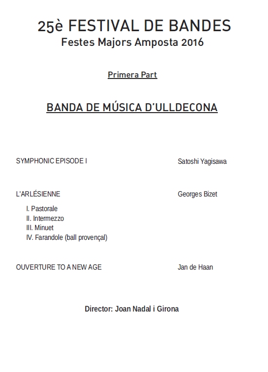 Societat Musical La Uni Filharmnica dAmposta > Arxiu de notcies > 25 FESTIVAL DE BANDES DE MSICA 