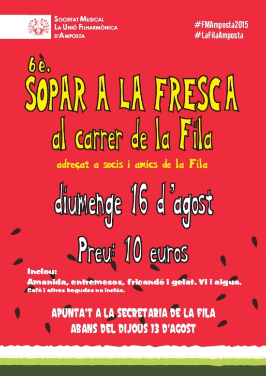 Societat Musical La Uni Filharmnica dAmposta > Arxiu de notcies > 6 Sopar a la fresca de Festes Majors 2015