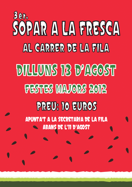 Societat Musical La Uni Filharmnica dAmposta > Arxiu de notcies > 3er SOPAR A LA FRESCA AL CARRER DE LA FILA